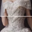 Luxury / Gorgeous Champagne Bridal Wedding Dresses 2020 Ball Gown Off-The-Shoulder Short Sleeve Backless Appliques Flower Beading Chapel Train Ruffle