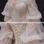 Romantisch Champagner Hochzeits Brautkleider / Hochzeitskleider 2020 Ballkleid Off Shoulder Geschwollenes 1/2 Ärmel Rückenfreies Applikationen Perlenstickerei Glanz Tülle Kapelle-Schleppe Rüschen