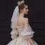 Romantisch Champagner Hochzeits Brautkleider / Hochzeitskleider 2020 Ballkleid Off Shoulder Geschwollenes 1/2 Ärmel Rückenfreies Applikationen Perlenstickerei Glanz Tülle Kapelle-Schleppe Rüschen