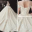 Vintage / Retro Champagne See-through Bridal Wedding Dresses 2020 Ball Gown High Neck Short Sleeve Backless Appliques Lace Beading Pearl Cathedral Train Ruffle