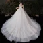 Vintage / Originale Champagne Grande Taille Robe De Mariée 2020 Robe Boule Transparentes Col Haut 1/2 Manches Dos Nu Appliques En Dentelle Glitter Tulle Cathedral Train Volants
