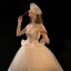 High-end Champagne Brud Bröllopsklänningar 2020 Balklänning Av Axeln Korta ärm Halterneck Appliqués Spets Beading Glittriga / Glitter Tyll Cathedral Train Ruffle