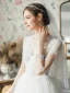 High-end Ivory Bridal Wedding Dresses 2020 Ball Gown V-Neck 3/4 Sleeve Backless Pierced Appliques Lace Sequins Tulle Court Train