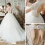 High-end Ivory Bridal Wedding Dresses 2020 Ball Gown V-Neck 3/4 Sleeve Backless Pierced Appliques Lace Sequins Tulle Court Train