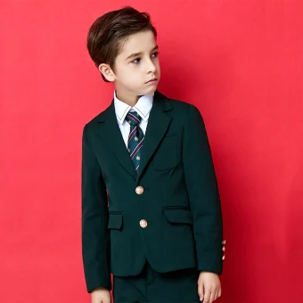 Vintage Retro Dark Green Boys Wedding Suits 2020