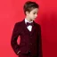 Mode Burgundy Prickig Polyester Killar Bröllop Passar 2020