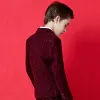 Mode Bordeaux Tachetée Polyester Costumes De Mariage pour garçons 2020