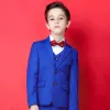Modest / Simple Royal Blue Boys Wedding Suits 2020 Long Sleeve Coat Pants Shirt Vest Tie