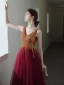 Haut de Gamme Rouge Robe De Bal 2020 Princesse V-Cou Sans Manches Perlage Paillettes Fendue devant Longue Volants Dos Nu Robe De Ceremonie