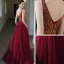 Haut de Gamme Rouge Robe De Bal 2020 Princesse V-Cou Sans Manches Perlage Paillettes Fendue devant Longue Volants Dos Nu Robe De Ceremonie