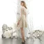 Elegant Gold See-through Homecoming Graduation Dresses 2020 A-Line / Princess V-Neck Puffy 3/4 Sleeve Short Ruffle Formal Dresses