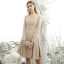 Elegant Gold See-through Homecoming Graduation Dresses 2020 A-Line / Princess V-Neck Puffy 3/4 Sleeve Short Ruffle Formal Dresses