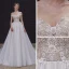Illusion Champagne Bridal Wedding Dresses 2020 A-Line / Princess See-through Scoop Neck Sleeveless Backless Appliques Lace Beading Court Train Ruffle