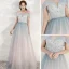 Charmant Bleu Ciel Dégradé De Couleur Rougissant Rose Robe De Soirée 2020 Princesse De l'épaule Manches Courtes Dos Nu Glitter Tulle Longue Volants Robe De Ceremonie