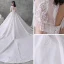 Luxe Blanche Transparentes La Mariée Robe De Mariée 2020 Robe Boule Encolure Dégagée Manches Courtes Perlage Gland Dos Nu Paillettes Glitter Tulle Cathedral Train Volants