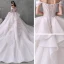 Romantic Champagne Bridal Wedding Dresses 2020 Ball Gown Off-The-Shoulder Short Sleeve Backless Beading Glitter Tulle Cathedral Train Ruffle