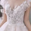 Romantique Champagne La Mariée Robe De Mariée 2020 Robe Boule Transparentes Encolure Carrée Sans Manches Dos Nu Appliques En Dentelle Perlage Glitter Tulle Royal Train