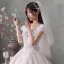 Romantique Champagne La Mariée Robe De Mariée 2020 Robe Boule Transparentes Encolure Carrée Sans Manches Dos Nu Appliques En Dentelle Perlage Glitter Tulle Royal Train