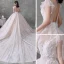 Romantique Champagne La Mariée Robe De Mariée 2020 Robe Boule Transparentes Encolure Carrée Sans Manches Dos Nu Appliques En Dentelle Perlage Glitter Tulle Royal Train