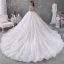 Meilleur Blanche Transparentes La Mariée Robe De Mariée 2020 Robe Boule Encolure Dégagée Manches Courtes Appliques Fleur Perlage Faux Diamant Cathedral Train