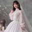 Style Victorien Ivoire La Mariée Robe De Mariée 2020 Robe Boule Transparentes Col Haut Gonflée Manches Longues Dos Nu Appliques En Dentelle Perlage Perle Glitter Tulle Cathedral Train Volants