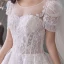 Style Victorien Ivoire La Mariée Robe De Mariée 2020 Robe Boule Transparentes Encolure Dégagée Gonflée Manches Courtes Dos Nu Perlage Gland Glitter Tulle Cathedral Train Volants