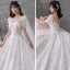 Style Victorien Ivoire La Mariée Robe De Mariée 2020 Robe Boule Transparentes Encolure Dégagée Gonflée Manches Courtes Dos Nu Perlage Gland Glitter Tulle Cathedral Train Volants