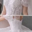 Style Victorien Ivoire La Mariée Robe De Mariée 2020 Robe Boule Transparentes Encolure Dégagée Gonflée Manches Courtes Dos Nu Perlage Gland Glitter Tulle Cathedral Train Volants