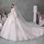 Viktoriansk Stil Champagne Bryllups Brudekjoler 2020 Ballkjole Kjæreste Avtakbar Puffy Langermede Ryggløse Beading Appliques Paljetter Cathedral Train