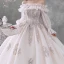 Viktoriansk Stil Champagne Bryllups Brudekjoler 2020 Ballkjole Kjæreste Avtakbar Puffy Langermede Ryggløse Beading Appliques Paljetter Cathedral Train