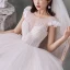 Best Ivory Bridal Wedding Dresses 2020 Ball Gown See-through Scoop Neck Short Sleeve Appliques Flower Backless Beading Glitter Tulle Chapel Train