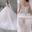 Best Ivory Bridal Wedding Dresses 2020 Ball Gown See-through Scoop Neck Short Sleeve Appliques Flower Backless Beading Glitter Tulle Chapel Train