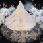 Style Victorien Champagne Transparentes Robe De Mariée 2020 Robe Boule Col Haut Gonflée Manches Longues Dos Nu Appliques Paillettes Perlage Glitter Tulle Cathedral Train