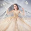Style Victorien Champagne Transparentes Robe De Mariée 2020 Robe Boule Col Haut Gonflée Manches Longues Dos Nu Appliques Paillettes Perlage Glitter Tulle Cathedral Train