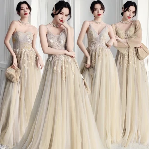 Elegant Sage Green Bridesmaid Dresses 2020 A Line Princess Backless Appliques Lace Floor Length Long