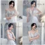 Affordable Grey Bridesmaid Dresses 2020 A-Line / Princess Short Sleeve Backless Appliques Lace Sequins Floor-Length / Long Ruffle
