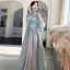 Affordable Mint Green Bridesmaid Dresses 2020 A-Line / Princess Backless Appliques Lace Beading Floor-Length / Long Ruffle