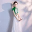 Chinesischer Stil Rot Weiß Chiffon Cheongsam 2020 A Linie Stehkragen Ärmel Applikationen Stickerei Lange Festliche Kleider