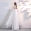 Chinese style White Chiffon Cheongsam / Qipao 2020 A-Line / Princess See-through High Neck Long Sleeve Appliques Embroidered Floor-Length / Long Ruffle Formal Dresses