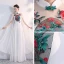 Chinese style White Chiffon Cheongsam / Qipao 2020 A-Line / Princess See-through High Neck Long Sleeve Appliques Embroidered Floor-Length / Long Ruffle Formal Dresses
