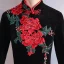 Chinese style Black Velour Cheongsam / Qipao With Shawl 2020 Trumpet / Mermaid High Neck 1/2 Sleeves Embroidered Flower Rhinestone Split Front Floor-Length / Long Formal Dresses