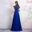Fashion Royal Blue Cheongsam / Qipao 2020 A-Line / Princess High Neck Short Sleeve Embroidered Flower Floor-Length / Long Formal Dresses