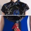 Fashion Royal Blue Cheongsam / Qipao 2020 A-Line / Princess High Neck Short Sleeve Embroidered Flower Floor-Length / Long Formal Dresses