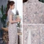 Style Chinois Beige Cheongsam 2020 Gaine / Ajustement Col Haut Manches Courtes Impression Fleur Thé Longueur Robe De Ceremonie