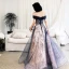 Schöne Marineblau Abendkleider 2020 A Linie Off Shoulder Kurze Ärmel Applikationen Pailletten Perlenstickerei Lange Rüschen Rückenfreies Festliche Kleider