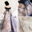 Schöne Marineblau Abendkleider 2020 A Linie Off Shoulder Kurze Ärmel Applikationen Pailletten Perlenstickerei Lange Rüschen Rückenfreies Festliche Kleider