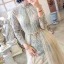High-end Champagne See-through Evening Dresses  2020 A-Line / Princess High Neck Long Sleeve Appliques Lace Beading Sash Sweep Train Ruffle Formal Dresses