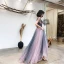 Elegante Rosa Marineblau Abendkleider 2020 A Linie Schultern Ärmellos Glanz Tülle Lange Rüschen Rückenfreies Festliche Kleider