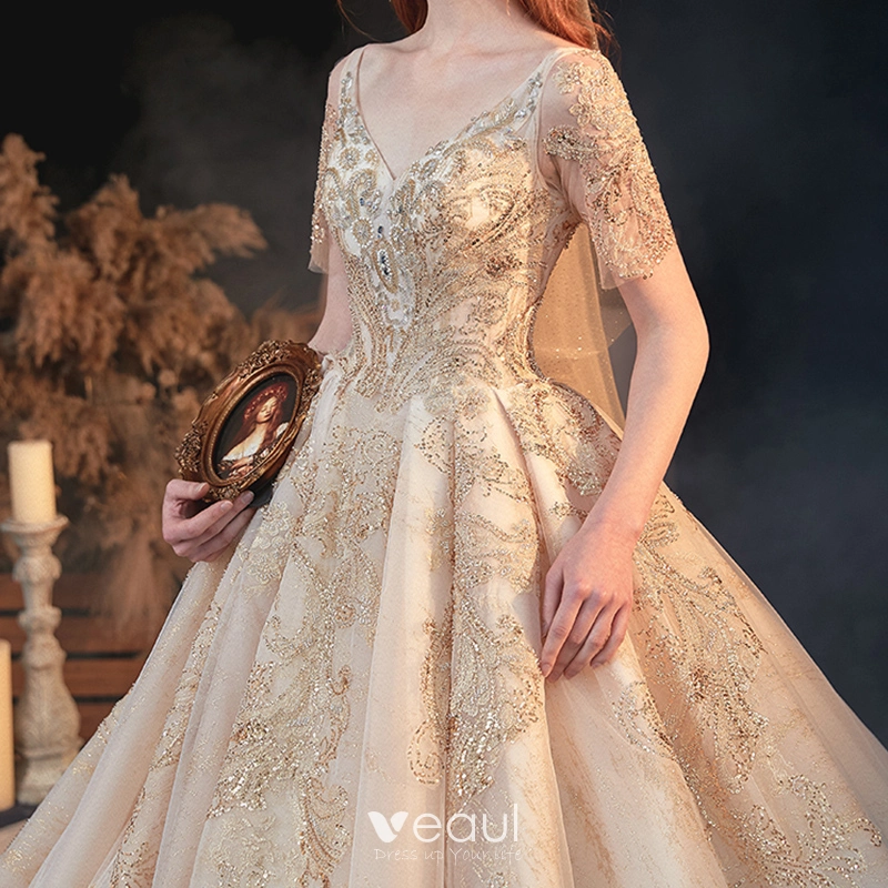 gold ship wedding dress Cream Long Wedding Dress main image 0