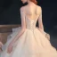 Luxe Champagne Transparentes La Mariée Robe De Mariée 2020 Princesse Encolure Dégagée Manches Courtes Dos Nu Perlage Paillettes Glitter Tulle Cathedral Train Volants